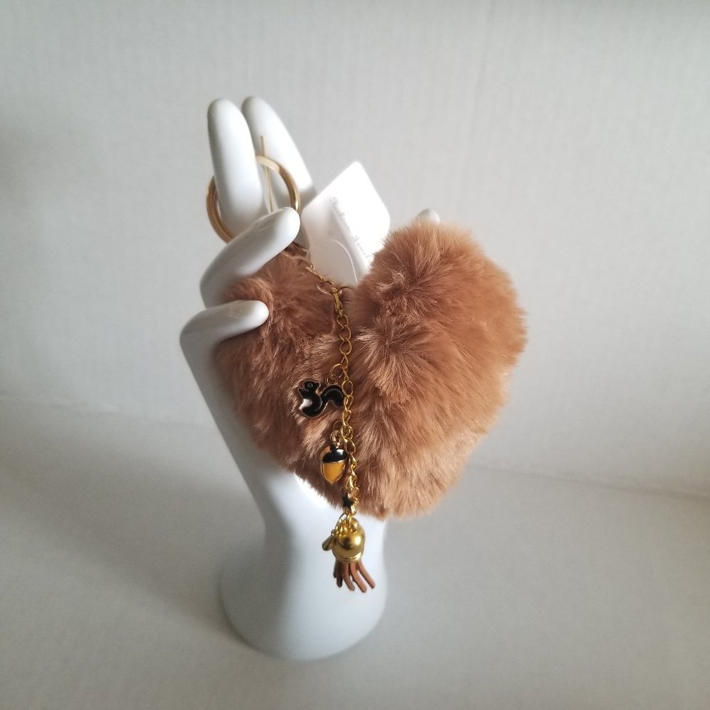 Heart Pom Pom Keychain with Charms